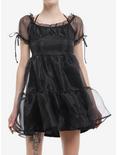 Thorn & Fable® Black Organza Tiered Dress, BLACK, hi-res