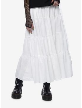 Thorn & Fable White Tiered Midi Skirt, , hi-res