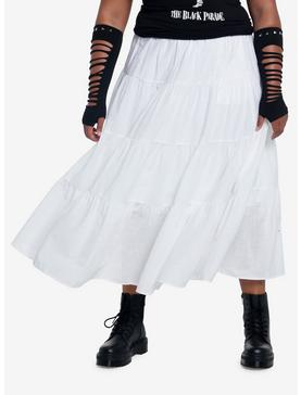 Plus Size Thorn & Fable White Tiered Midi Skirt Plus Size, , hi-res