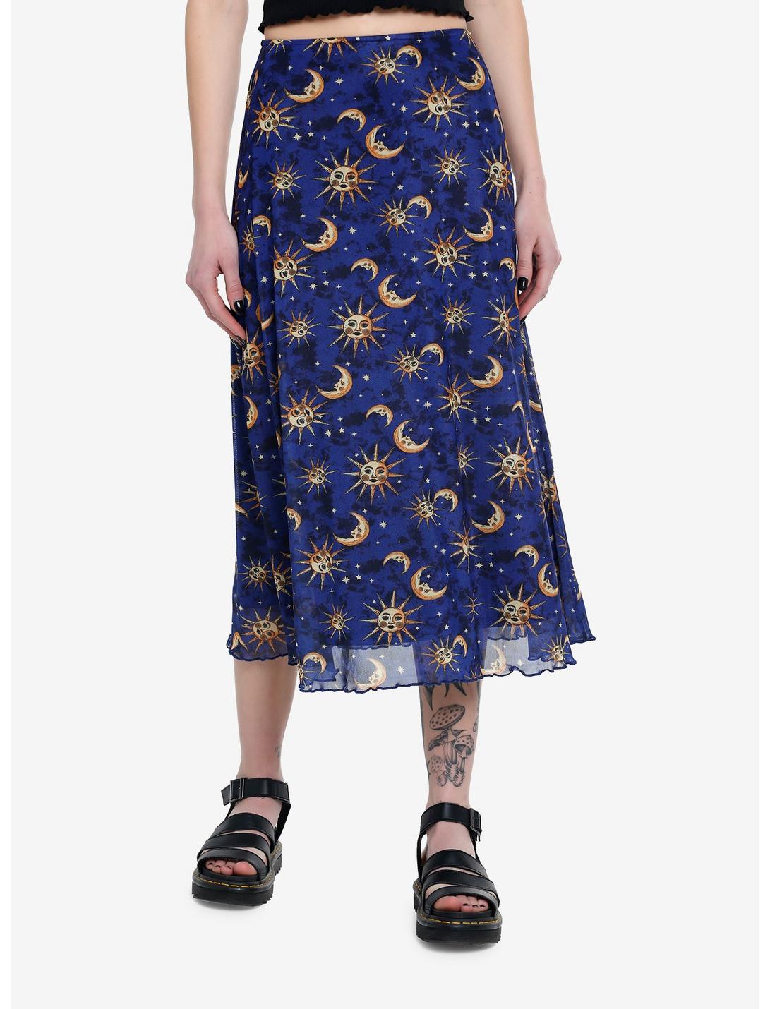 Cosmic Aura Blue Celestial Midi Skirt, CELESTIAL, hi-res