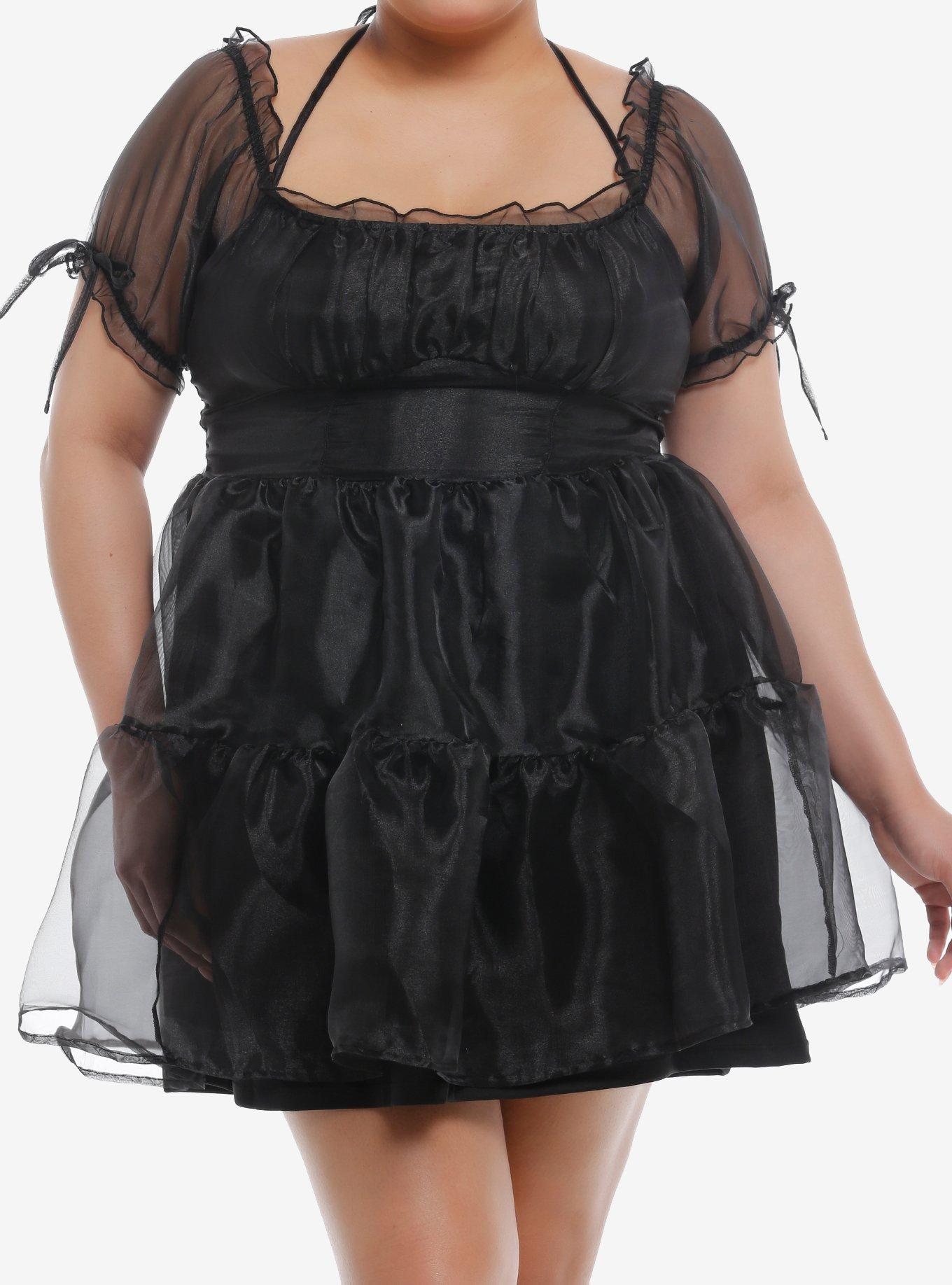 Thorn & Fable® Black Organza Tiered Dress Plus