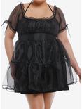Thorn & Fable® Black Organza Tiered Dress Plus Size, BLACK, hi-res