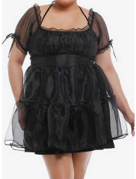 Thorn & Fable® Black Organza Tiered Dress Plus Size, , hi-res