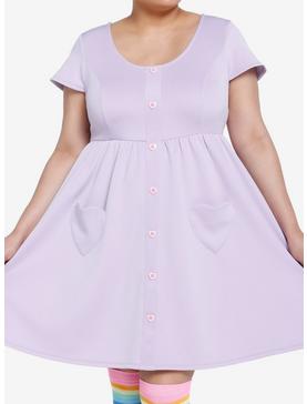 Plus Size Sweet Society Lavender Heart Babydoll Dress Plus Size, , hi-res