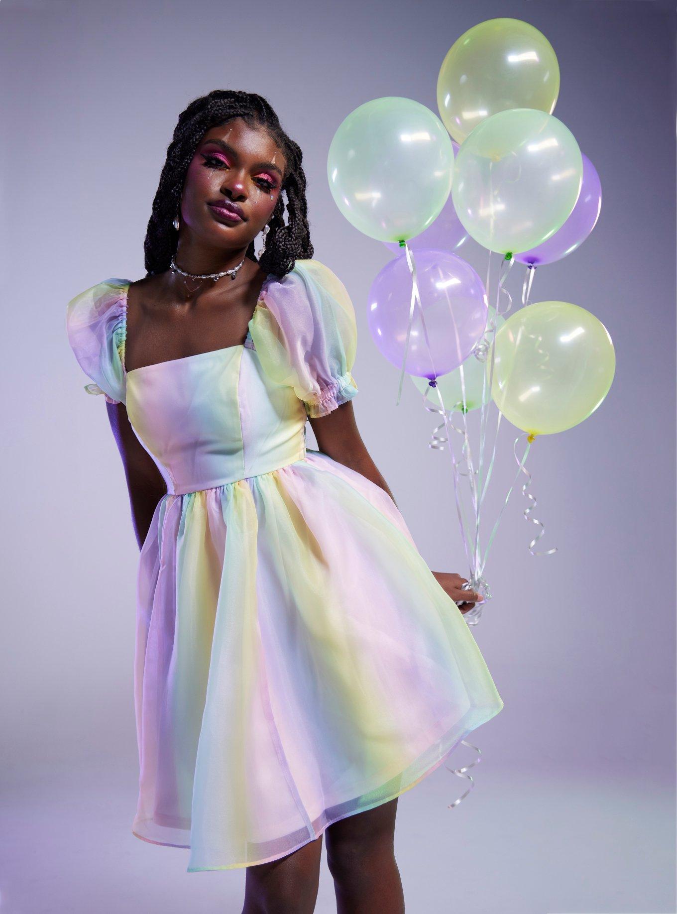 Sweet Society Pastel Rainbow Organza Tiered Dress Hot Topic