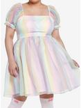 Sweet Society Pastel Rainbow Organza Tiered Dress Plus Size, RAINBOW, hi-res