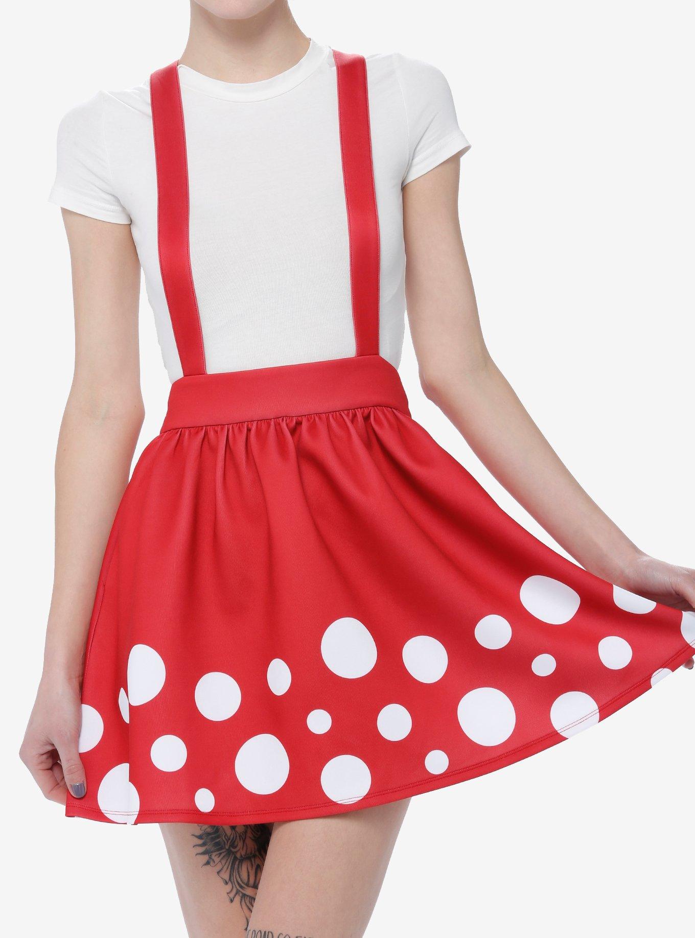 Thorn Fable Red Mushroom Suspender Skirt Hot Topic