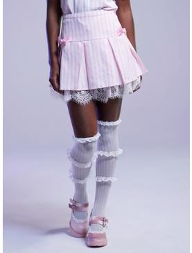 Sweet Society Pink & White Pinstripe Pleated Skirt, , hi-res