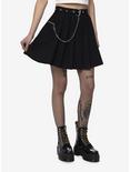 Social Collision Black Grommet Chain Pleated Skirt, BLACK, hi-res