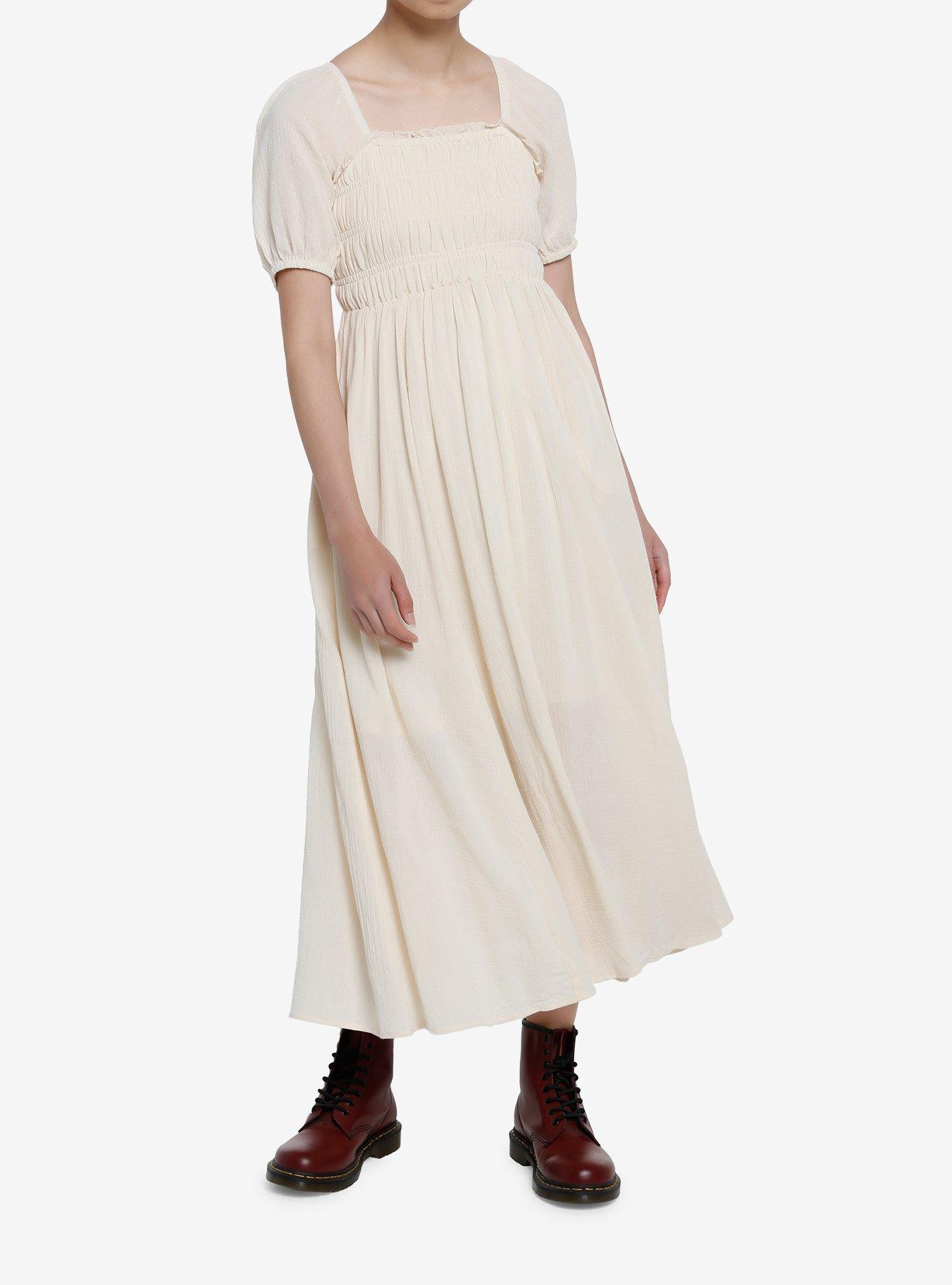 Thorn & Fable Ivory Smocked Maxi Dress, IVORY, hi-res