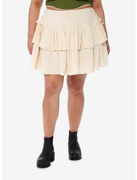 Plus Size Thorn & Fable Ivory Lace-Up Tiered Skirt Plus Size, , hi-res