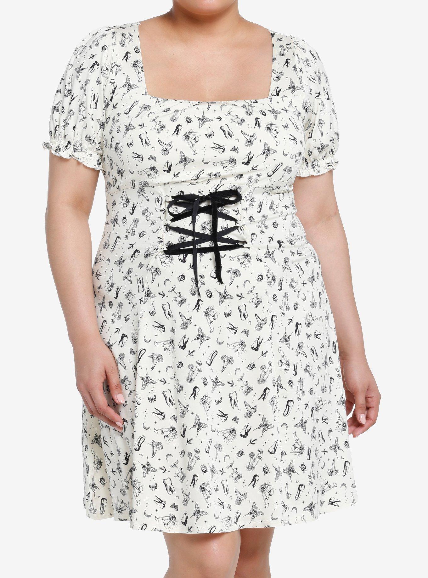Thorn & Fable Mystical Icons Lace-Up Babydoll Dress, , hi-res