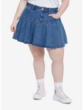 Sweet Society Pleated Denim Mini Skirt Plus Size, INDIGO, hi-res