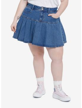 Plus Size Sweet Society Pleated Denim Mini Skirt Plus Size, , hi-res