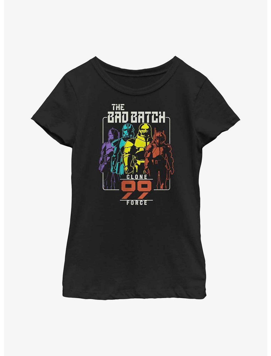 Star Wars: The Bad Batch Rainbow Clones Youth Girls T-Shirt, BLACK, hi-res