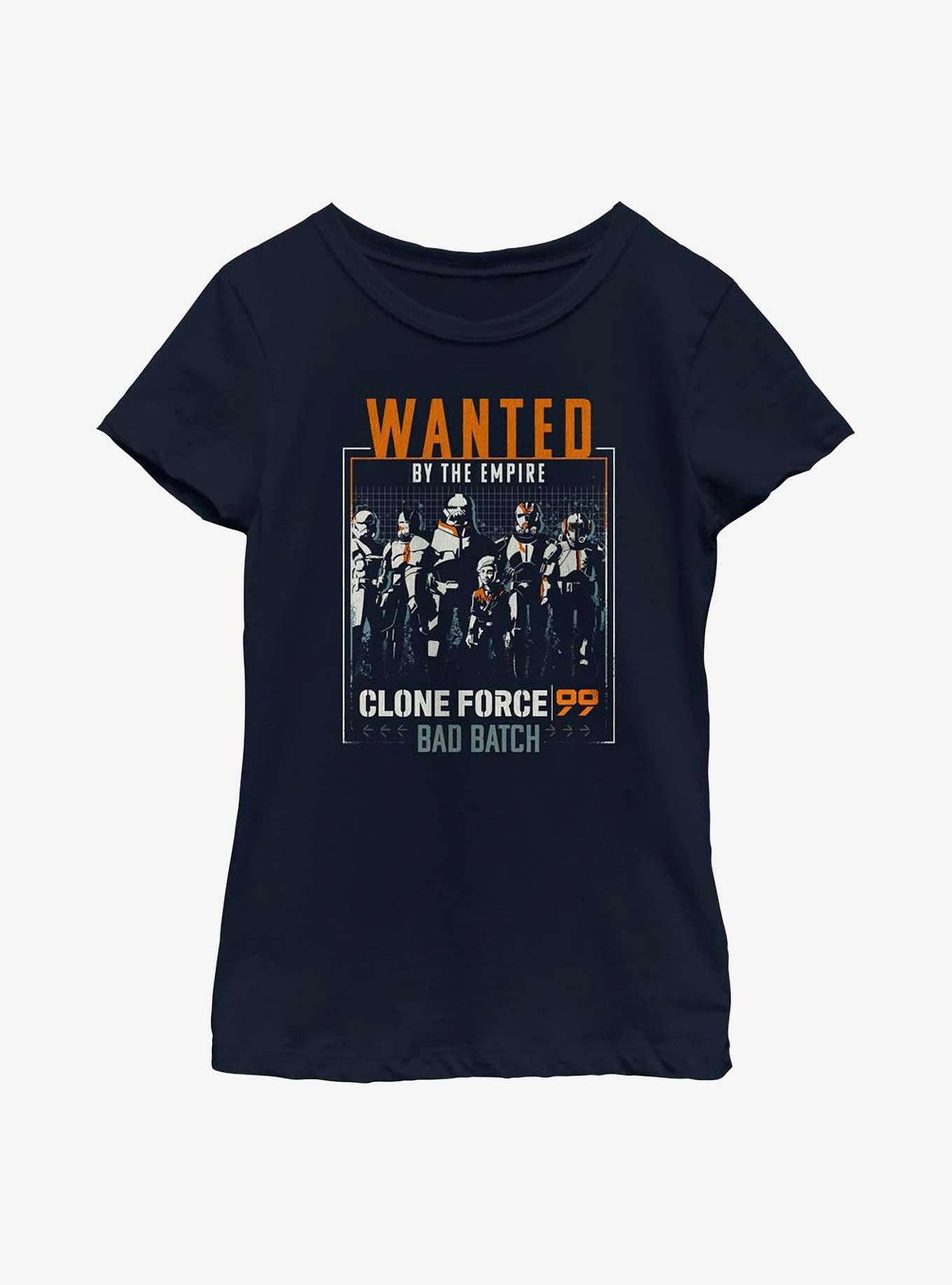 Star Wars: The Bad Batch Wanted Clones Youth Girls T-Shirt, NAVY, hi-res