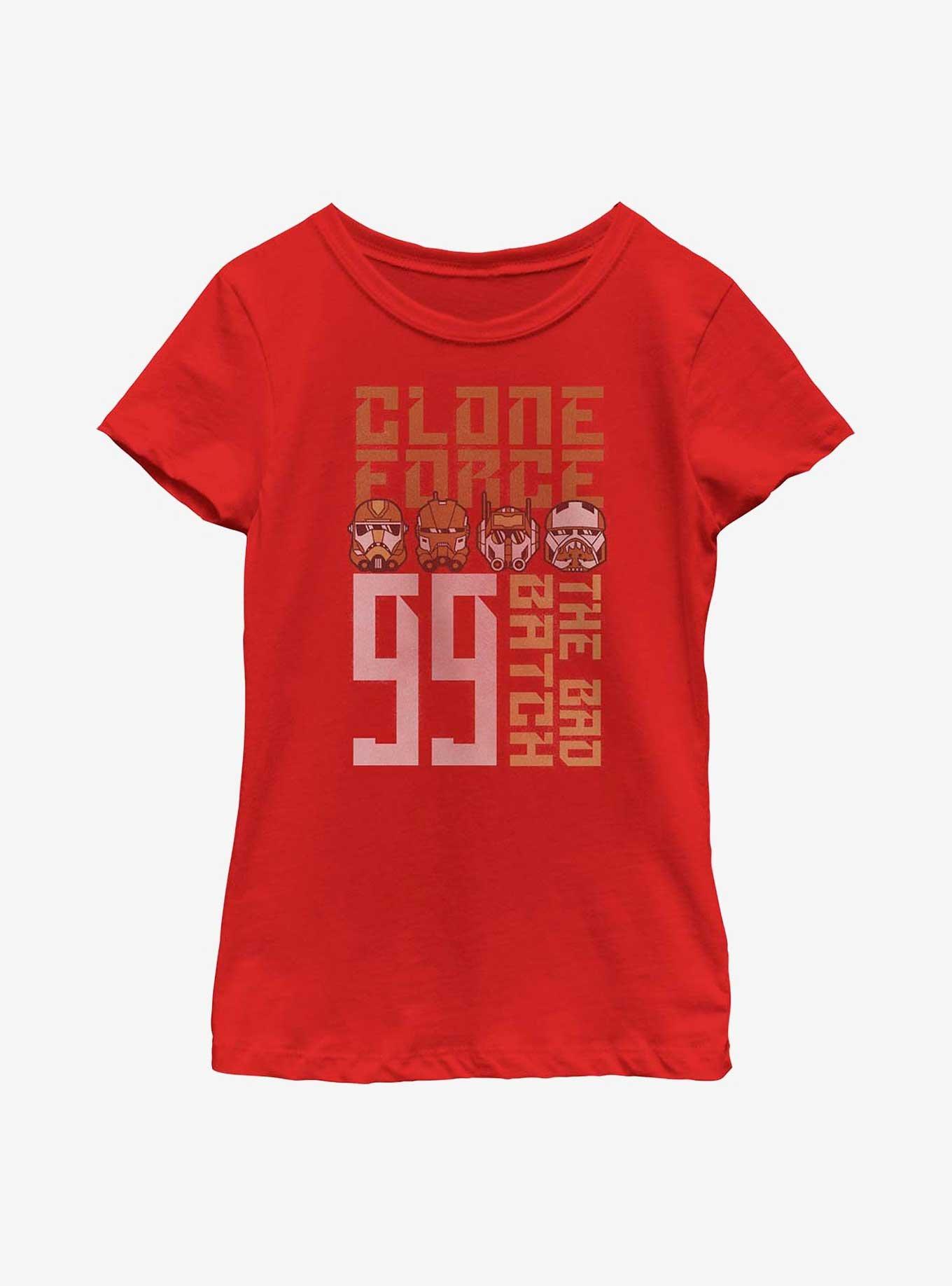 Star Wars: The Bad Batch Clone Force 99 Youth Girls T-Shirt, RED, hi-res