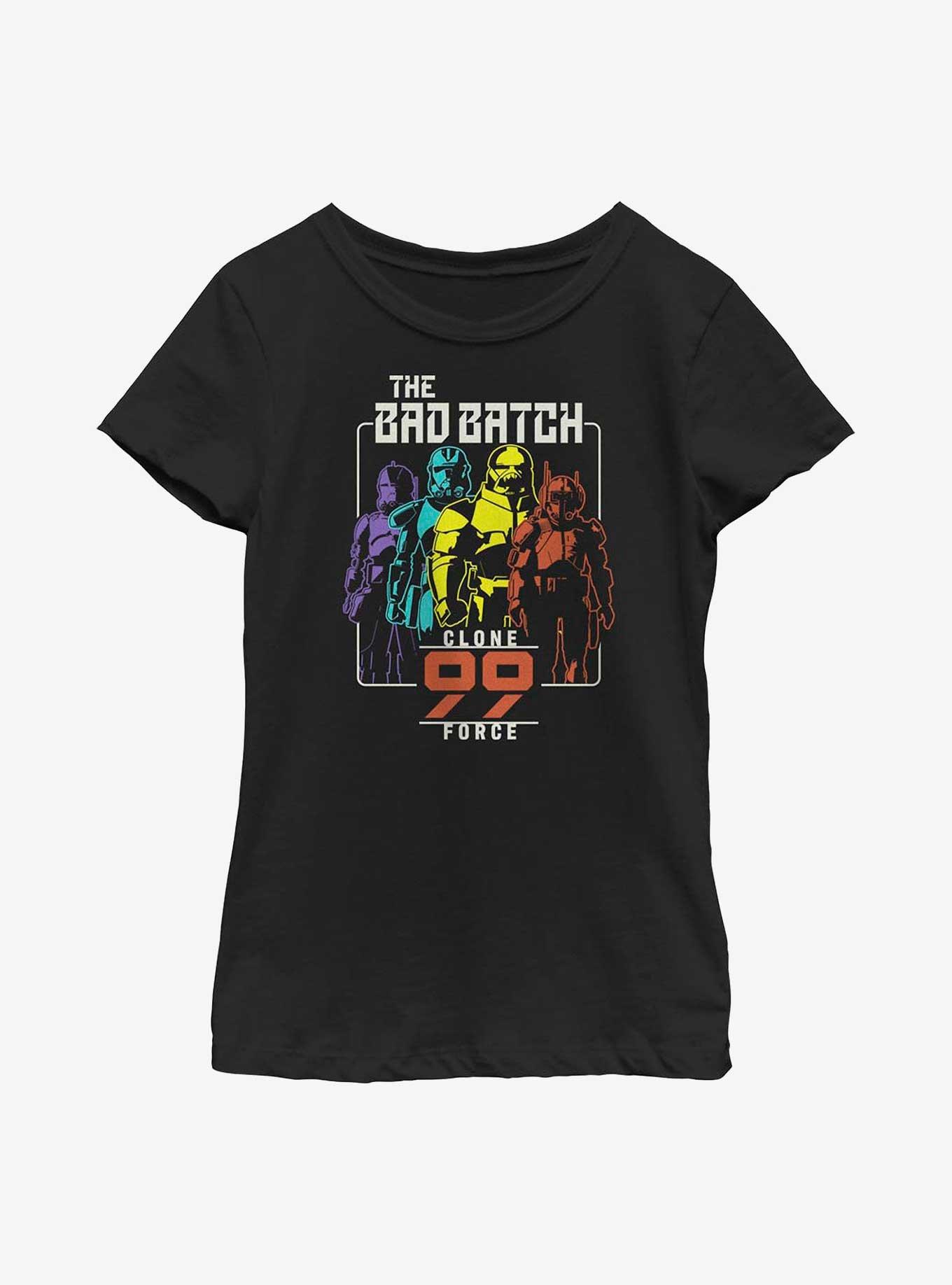 Star Wars: The Bad Batch Rainbow Clones Youth Girls T-Shirt, BLACK, hi-res