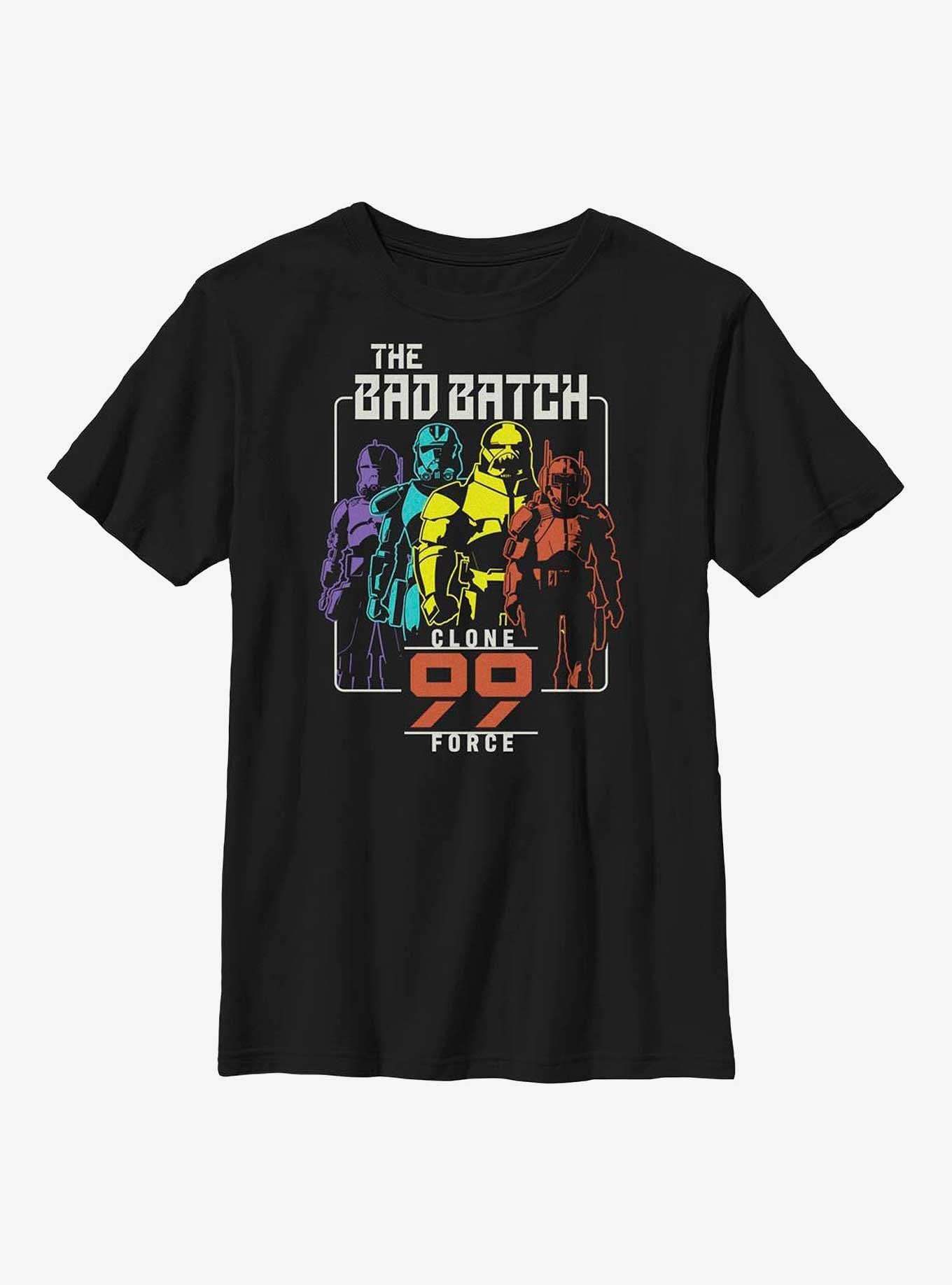 Star Wars: The Bad Batch Rainbow Clones Youth T-Shirt, BLACK, hi-res