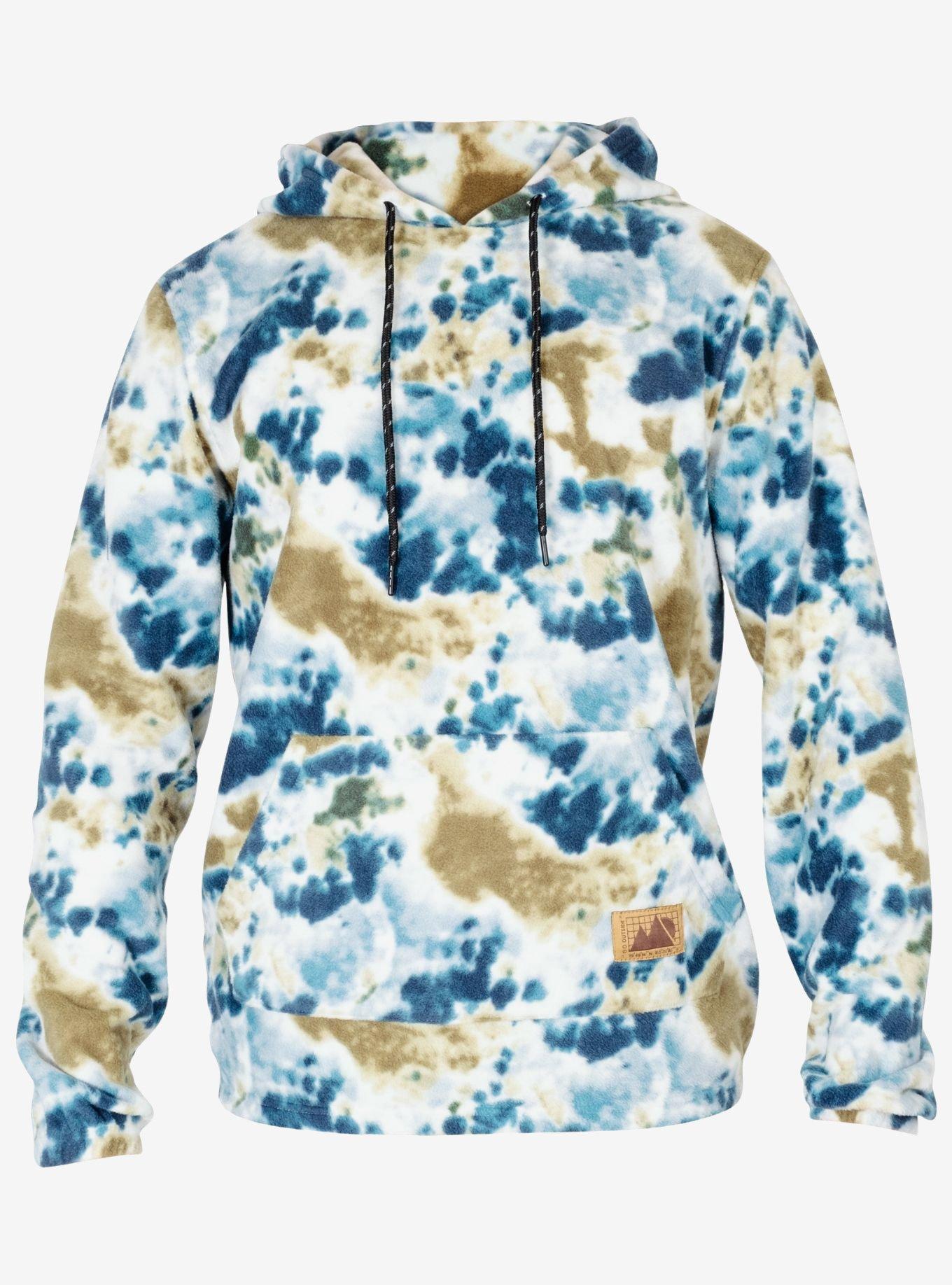 Aqua Tie Dye Polar Fleece Pullover Hoodie, MULTI, hi-res