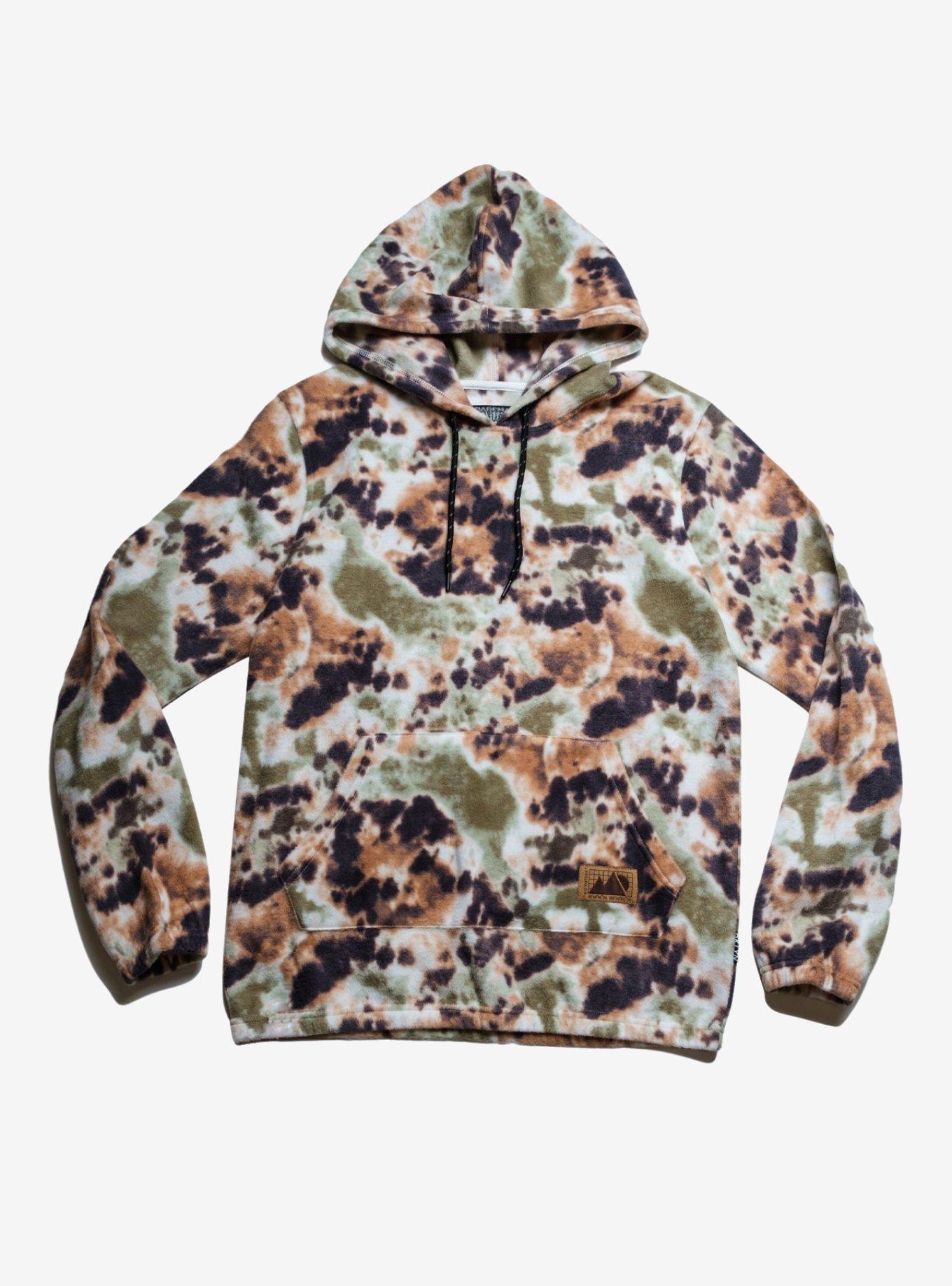 Earthy Tie Dye Polar Fleece Pullover Hoodie, MULTI, hi-res