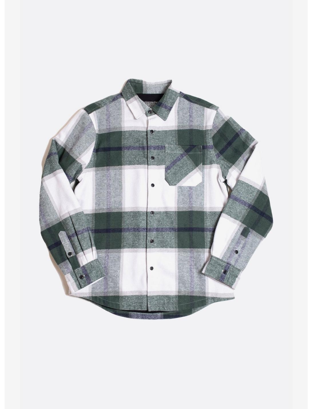 Green Thermal Lined Flannel Long Sleeve Shacket Button-Up Shirt Jacket, GREEN, hi-res