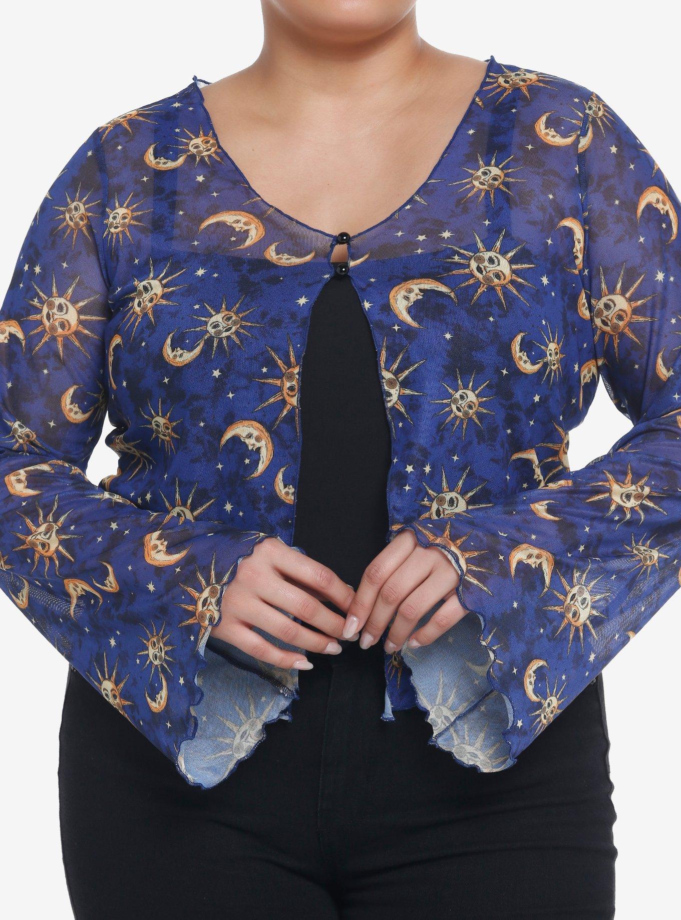 Cosmic Aura Blue Celestial Girls Crop Shrug Plus Size, CELESTIAL BLUE, hi-res