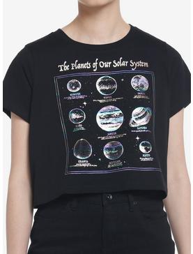Cosmic Aura Solar System Planets Metallic Print Girls Crop T-Shirt, , hi-res