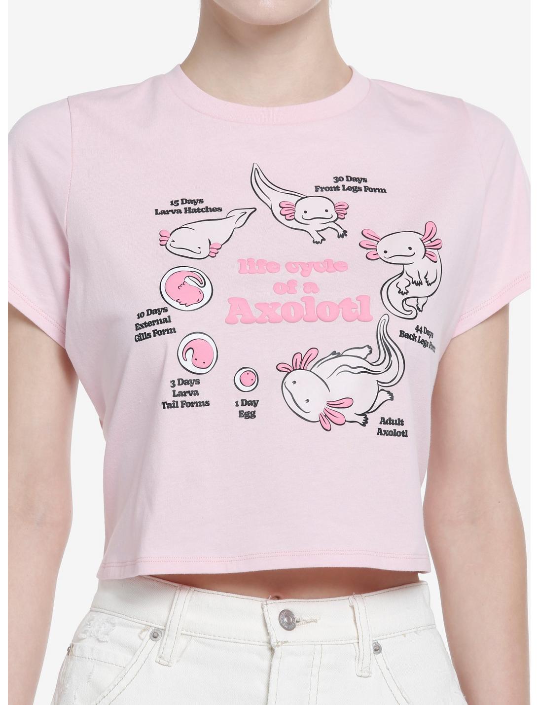 Axolotl Life Cycle Girls Crop T-Shirt, PINK, hi-res