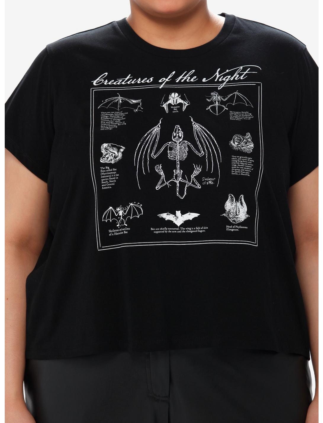 Social Collision Night Creature Anatomy Girls Crop T-Shirt Plus Size, BLACK, hi-res