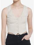 Thorn & Fable Beige Button Front Girls Vest, BEIGE, hi-res