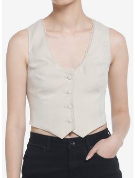 Thorn & Fable Beige Button Front Girls Vest, , hi-res