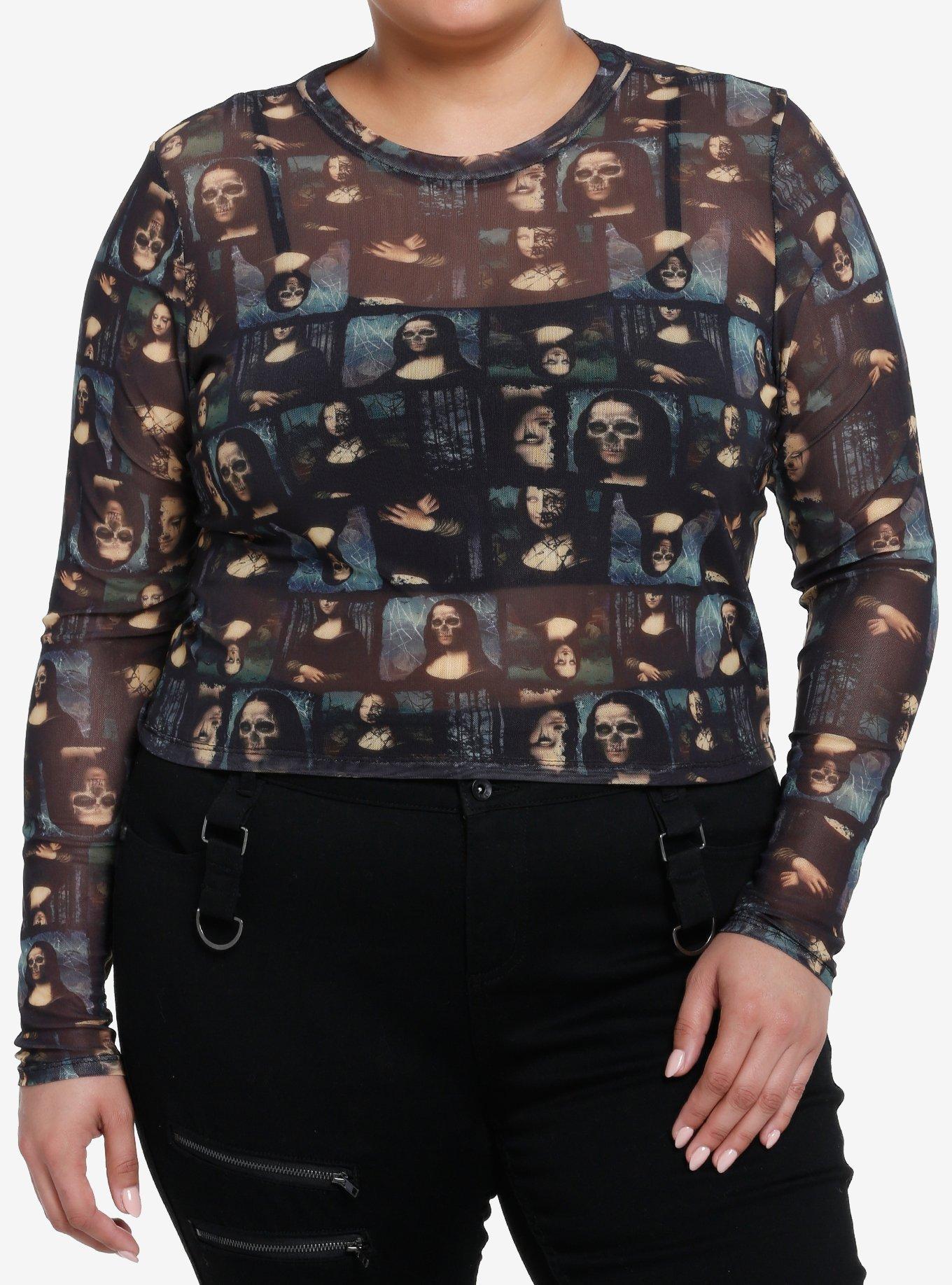 Social Collision Zombie Mona Lisa Mesh Twofer Girls Top Plus Size Hot