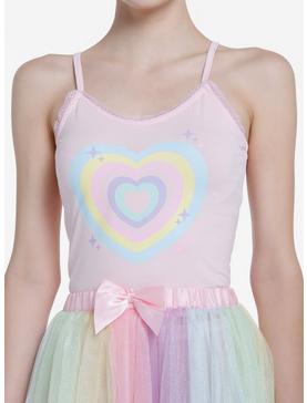 Sweet Society Pastel Rainbow Heart Lace Trim Girls Cami, , hi-res