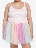 Pastel Rainbow Heart Lace Trim Girls Cami Plus Size, PINK, hi-res
