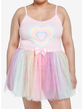 Pastel Rainbow Heart Lace Trim Girls Cami Plus Size, , hi-res