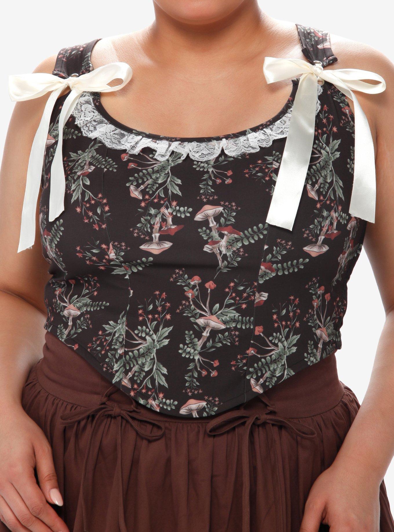 Thorn & Fable Mushroom Girls Corset Top Plus Size, MULTI, hi-res