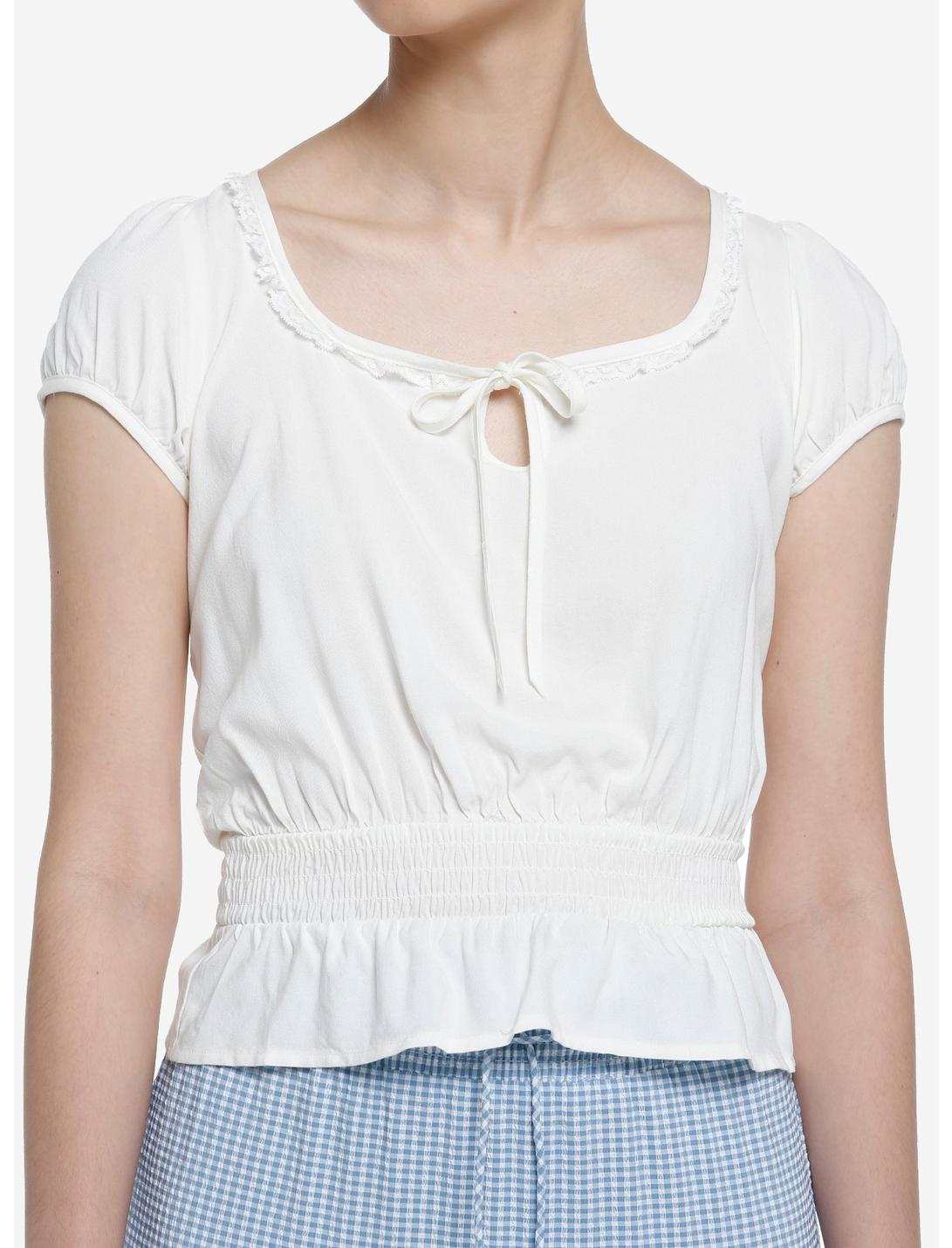 Thorn & Fable Ivory Smock Girls Crop Top, IVORY, hi-res