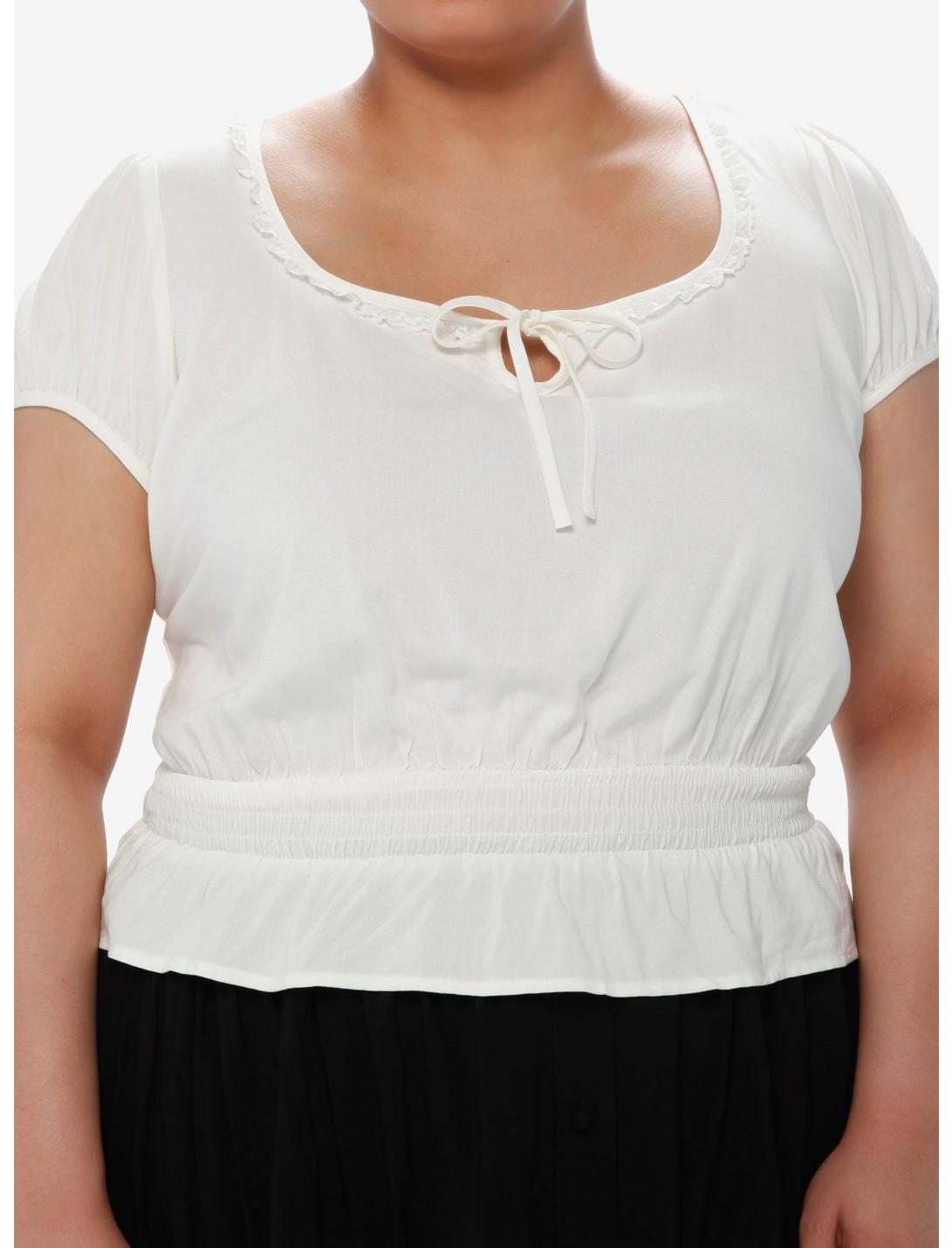 Thorn & Fable Ivory Smock Girls Crop Top Plus Size, IVORY, hi-res