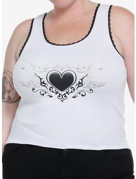 Thorn & Fable Heart Lace Girls Tank Top Plus Size, , hi-res