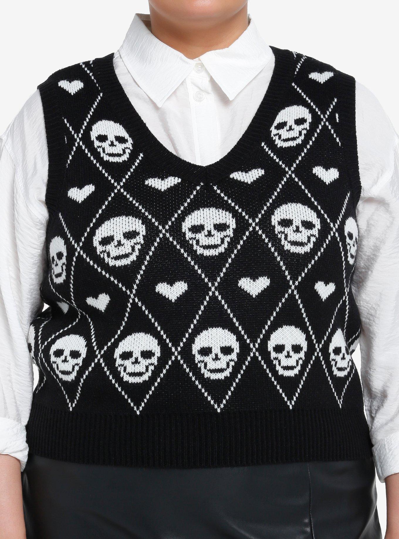 Social Collision Skull Heart Knit Girls Sweater Vest Plus Size Hot Topic