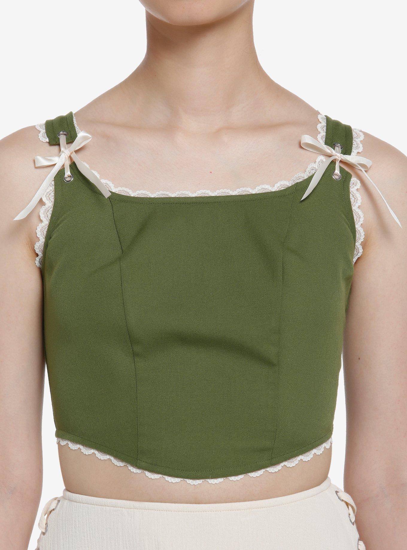 Thorn & Fable Green Girls Crop Corset