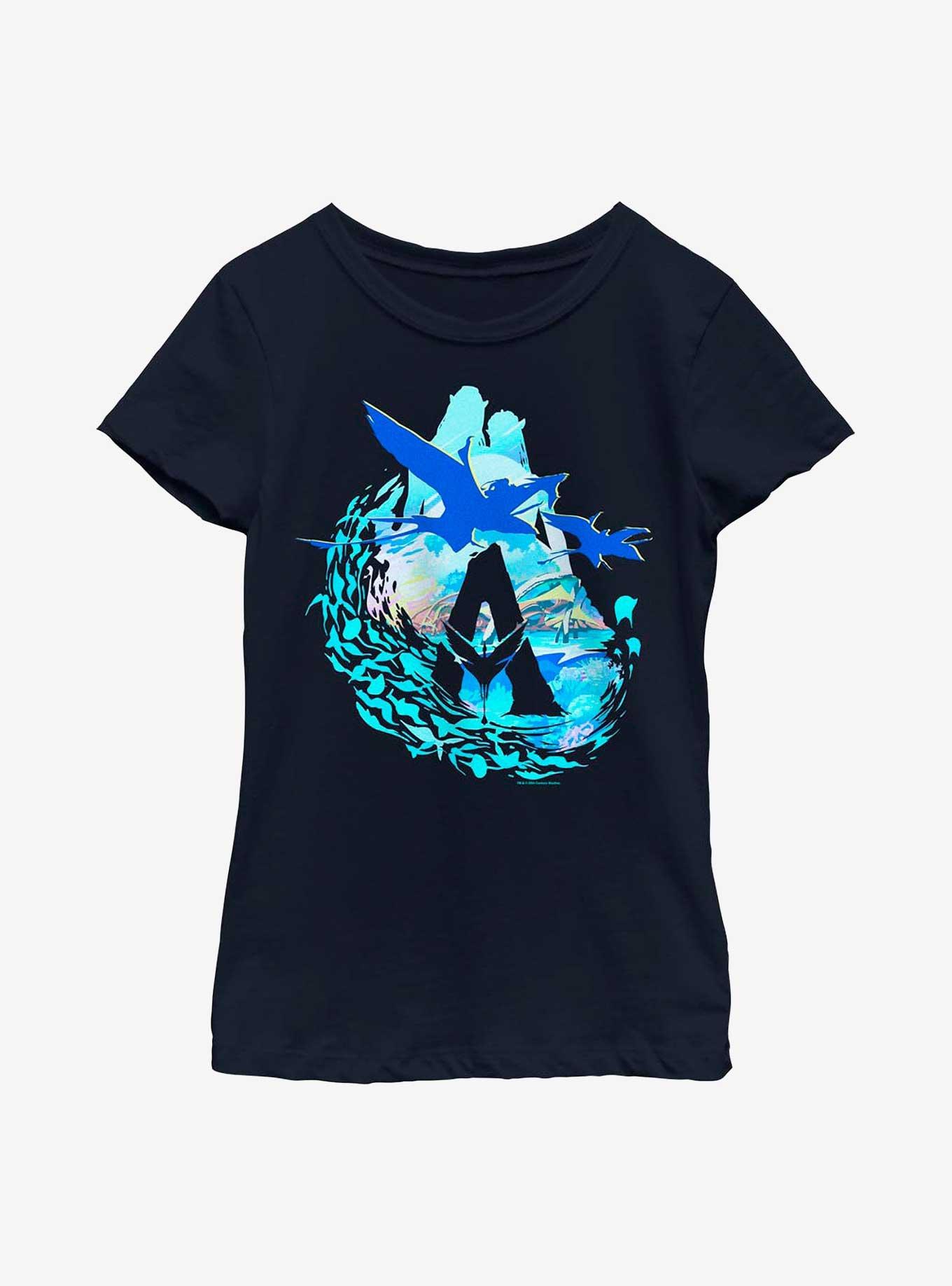 Avatar: The Way Of The Water Scenic Flyby Logo Youth Girls T-Shirt, , hi-res