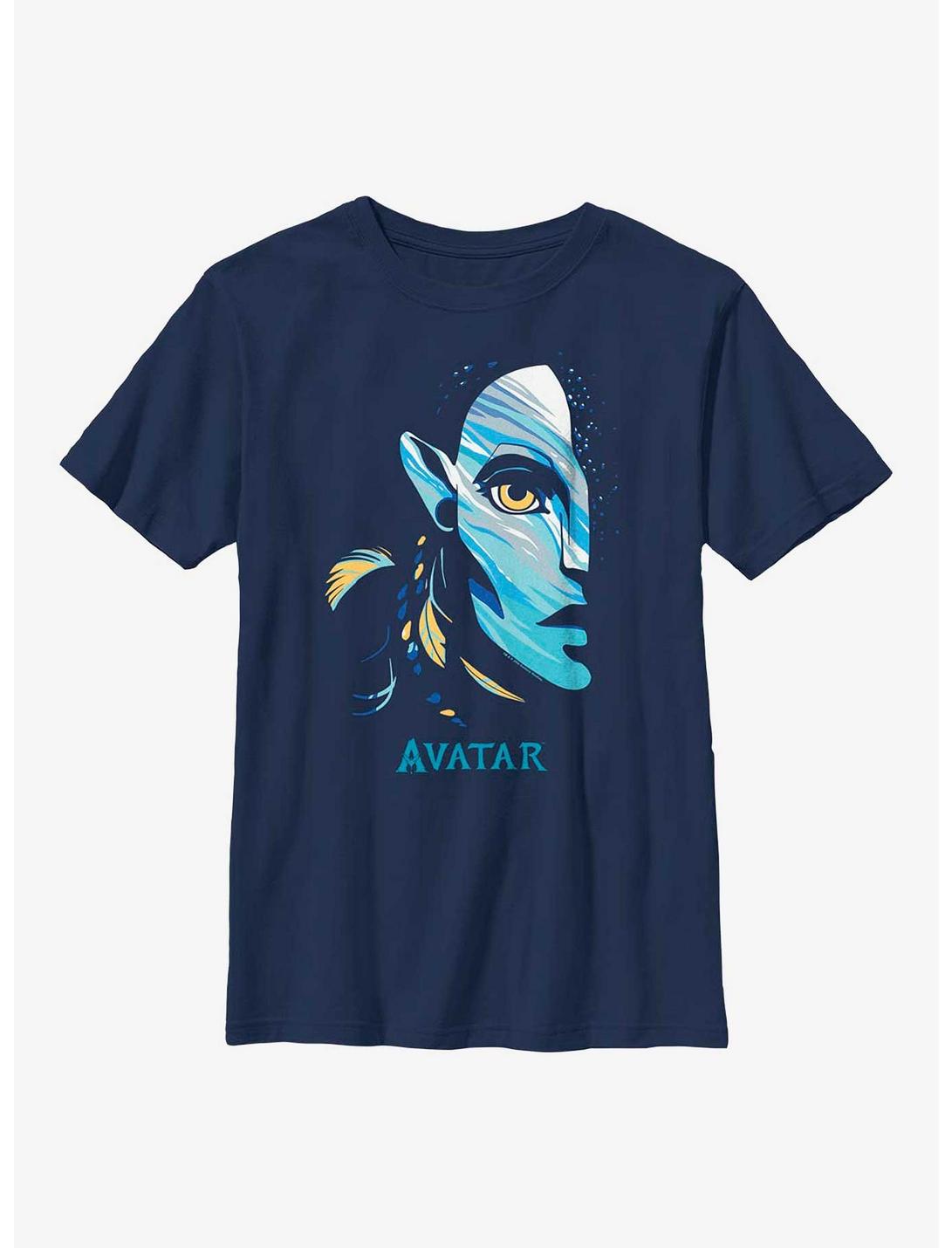 Avatar: The Way Of The Water Half Face Youth T-Shirt, NAVY, hi-res