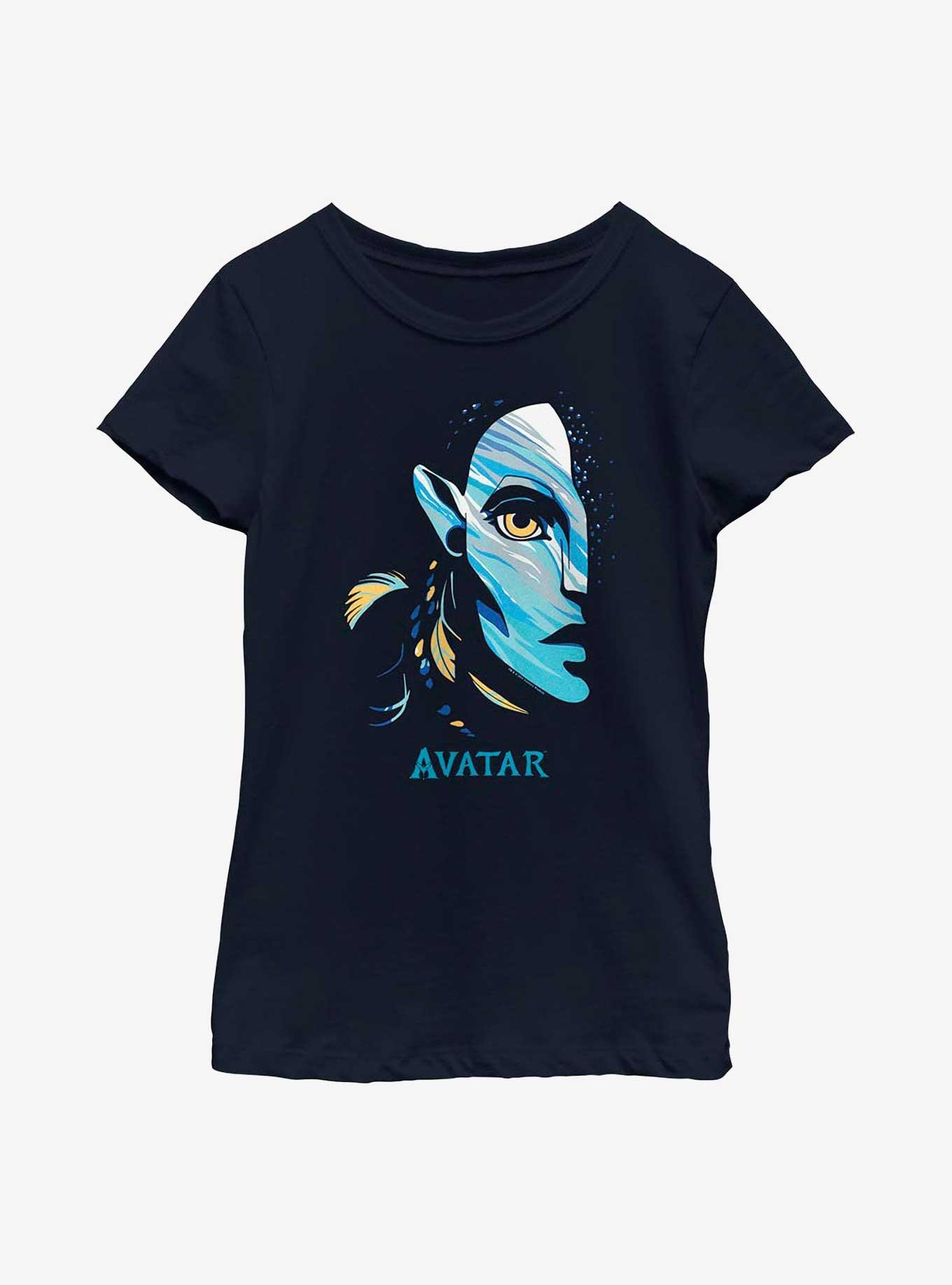 Avatar: The Way Of The Water Half Face Youth Girls T-Shirt, NAVY, hi-res