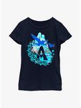 Avatar: The Way Of The Water Scenic Flyby Logo Youth Girls T-Shirt, NAVY, hi-res
