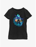 Avatar: The Way Of The Water Scenic Flyby Logo Youth Girls T-Shirt, BLACK, hi-res