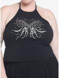 Thorn & Fable Butterfly Foil Girls Halter Top Plus Size, BLACK, hi-res
