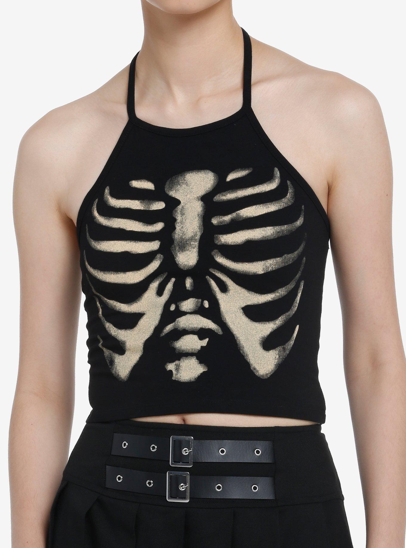 Rib Cage Girls Halter Tank Top, BLACK, hi-res