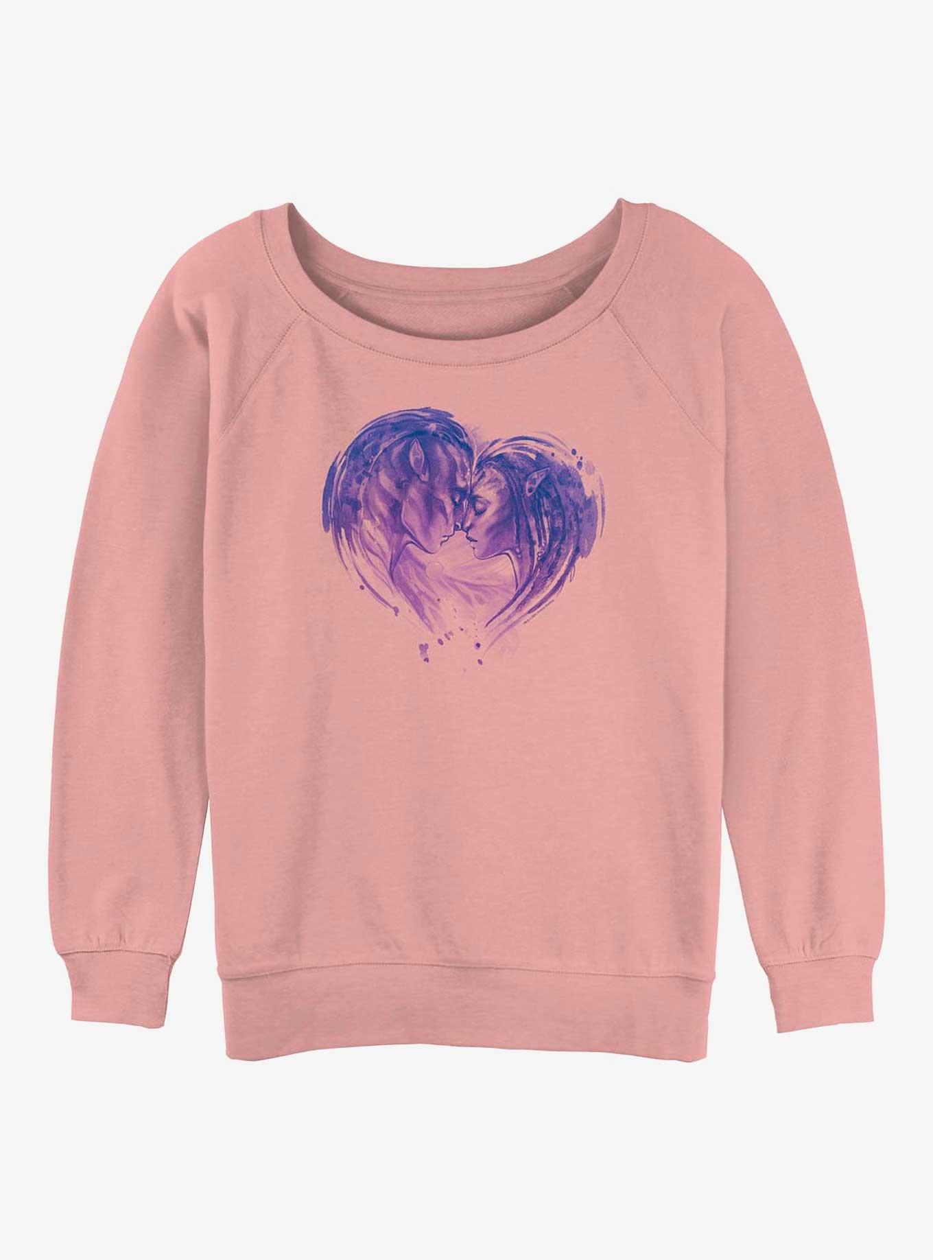 Avatar: The Way of Water Jake and Neytiri Face Heart Girls Slouchy Sweatshirt, DESERTPNK, hi-res